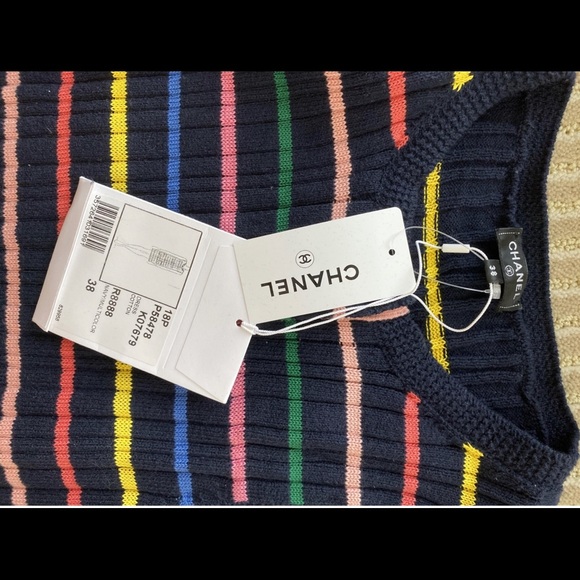 NWT Chanel 2018 Ribbed Striped Dress Size 38/ SM - Picture 3 of 5
